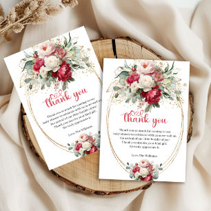 Carte De Remerciements Remerciement de Baby Shower Floral Minimal Rouge B