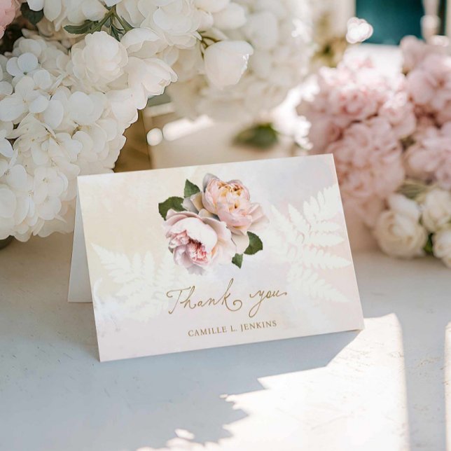 Carte De Remerciements Remerciement de Baby Shower Floral Rose (Elegant Pink Garden Bridal Shower Thank you Card)