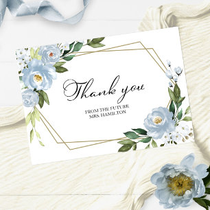 Carte De Remerciements Remerciement de Baby Shower Géométrique Bleu Pouss