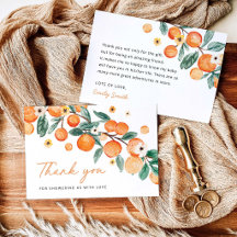 Remerciement de Baby Shower Little Cutie Orange