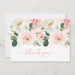 Carte De Remerciements Remerciement de Baby Shower Mariée Fleurs Rose Gol