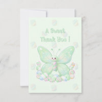 Remerciement de Baby Shower Papillon Guimauve Vert