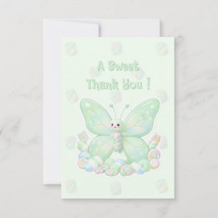 Carte De Remerciements Remerciement de Baby Shower Papillon Guimauve Vert
