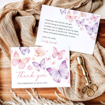 Remerciement de Baby Shower Papillon Rose Violet
