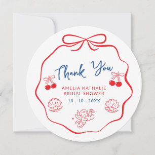 Carte De Remerciements Remerciement de douche de mariée à ruban doodle fa
