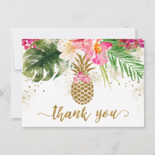 Carte De Remerciements Remerciement de Fête de Mariage Floral Tropical An