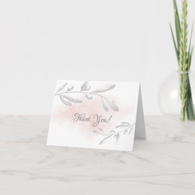 Carte De Remerciements Remerciement de Fiançailles Floral Aquarelle Rose (Devant)