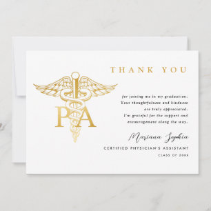 Carte De Remerciements Remerciement de fin d'études PA Caduceus