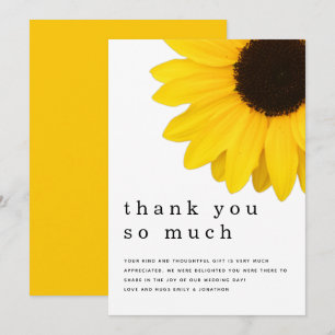 Carte De Remerciements Remerciement de jeunes mariés pour tournesol jaune