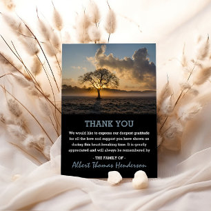 Carte De Remerciements Remerciement de l'Arbre Solitaire Photo de Funér