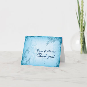 Carte De Remerciements Remerciement de mariage à feuilles en rouleau bleu