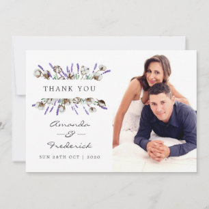 Carte De Remerciements Remerciement de mariage à l'aquarelle en coton lav