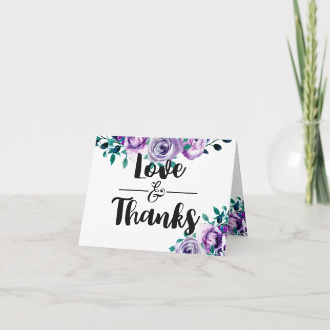 Carte De Remerciements Remerciement de mariage à l'aquarelle florale vert (Devant)