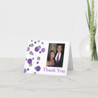 Carte De Remerciements Remerciement de mariage à pois argentés violets