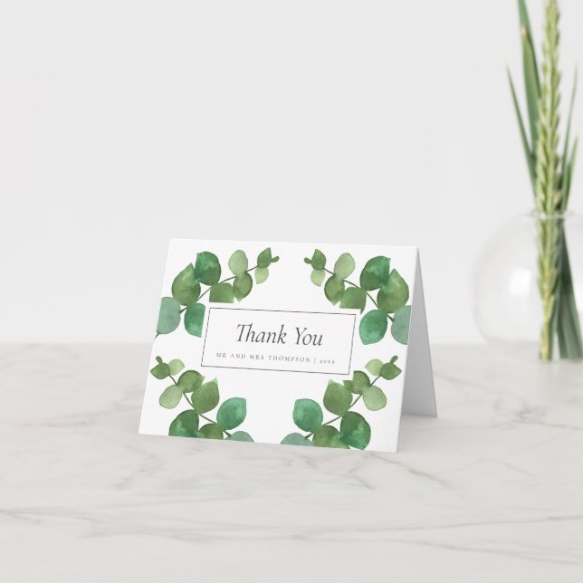 Carte De Remerciements Remerciement de mariage au bois d'eucalyptus (Devant)