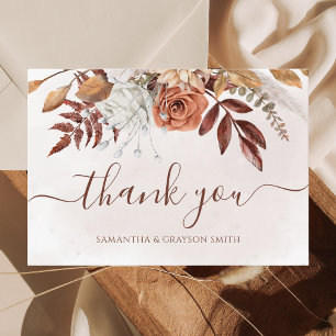 Carte De Remerciements Remerciement de mariage automnal Bohème floral en
