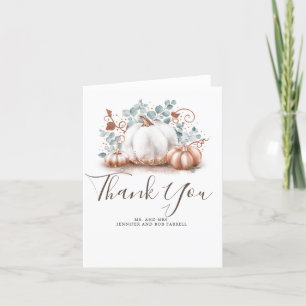 Carte De Remerciements Remerciement de mariage automnal citrouilles rose 