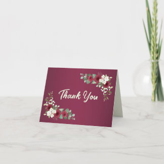 Carte De Remerciements Remerciement de mariage automne hiver Bourgogne Or