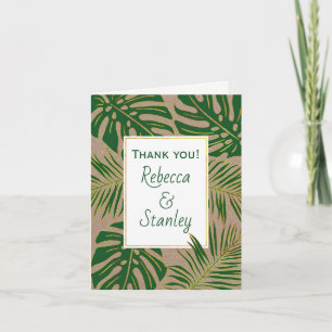 Carte De Remerciements Remerciement de mariage aux feuilles tropicales