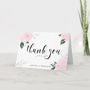 Carte De Remerciements Remerciement de mariage aux roses aquarelles roses