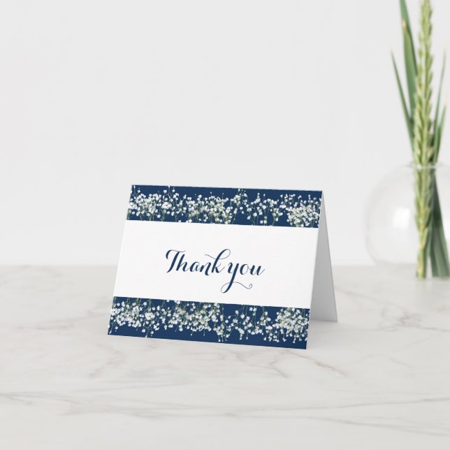 Carte De Remerciements Remerciement de mariage bleu et blanc Baby's Breat (Devant)