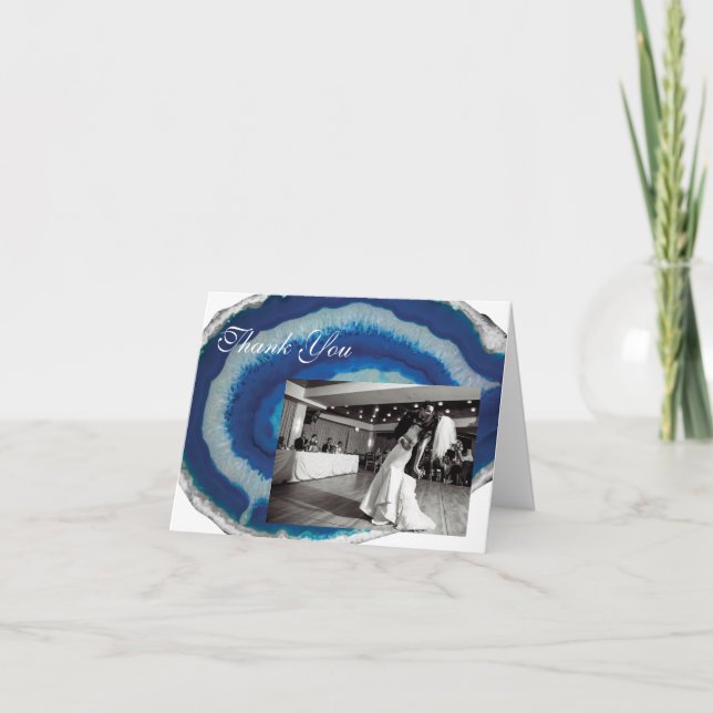 Carte De Remerciements Remerciement de mariage Blue Agate (Devant)