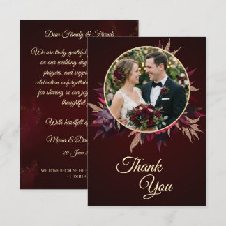 Carte De Remerciements Remerciement de mariage catholique floral Bourgogn