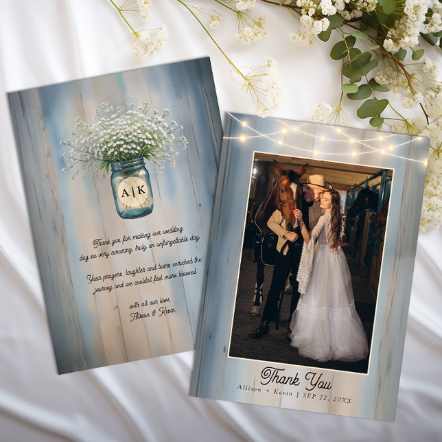 Carte De Remerciements Remerciement de mariage champêtre Baby's Breath Ru (Country Wedding Thank You Card)