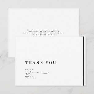Carte De Remerciements Remerciement de mariage classique élégant noir et 
