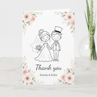 Carte De Remerciements Remerciement de mariage de mariée et marié floral