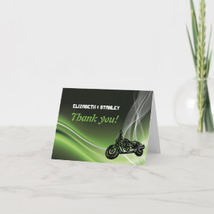 Carte De Remerciements Remerciement de mariage de motard/cycliste sur rou
