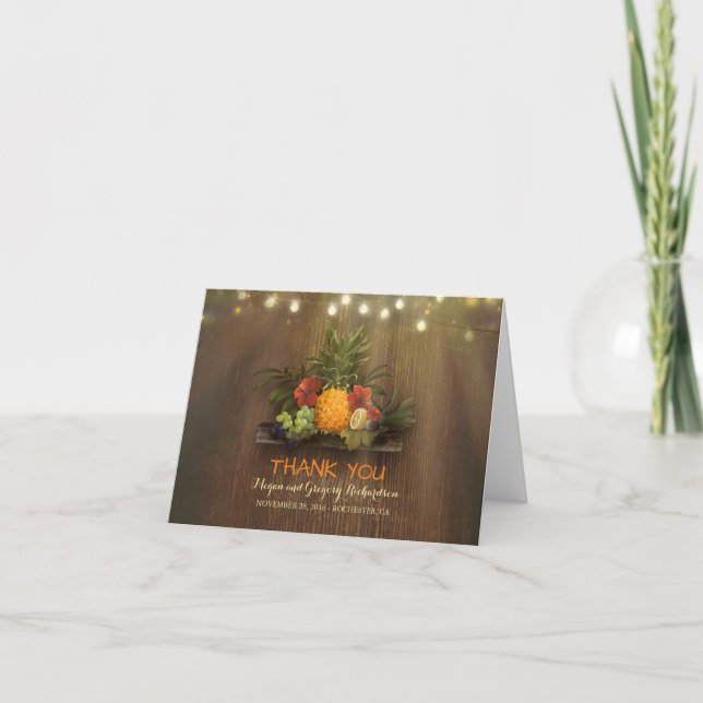 Carte De Remerciements Remerciement de mariage de plage tropicale florale (Devant)