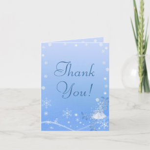 Carte De Remerciements Remerciement de mariage d'hiver bleu et blanc