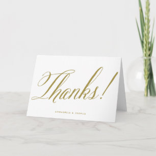 Carte De Remerciements Remerciement de mariage élégant en écriture Gold M