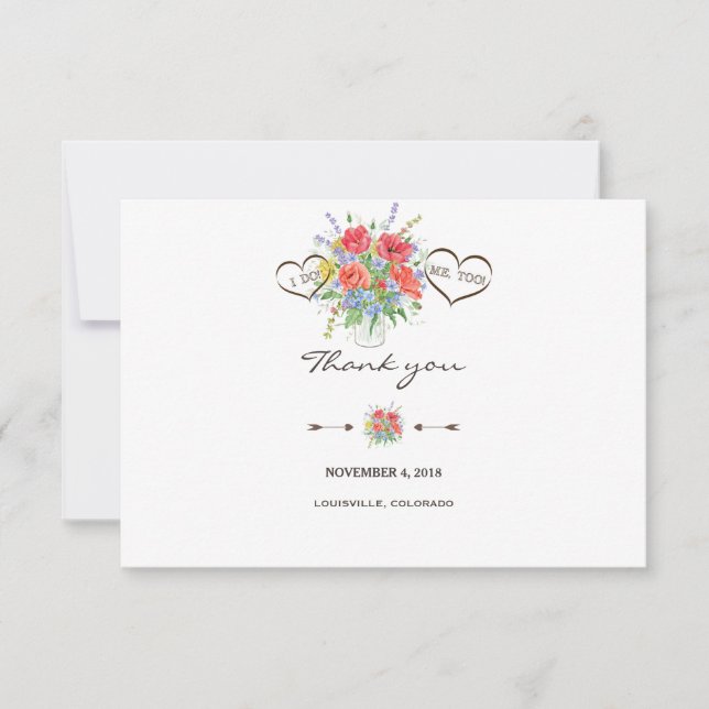 Carte De Remerciements Remerciement de mariage Fleurs sauvages aquarelle  (Devant)