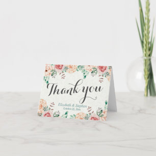 Carte De Remerciements Remerciement de mariage floral à l'aquarelle moder