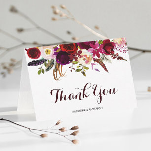 Carte De Remerciements Remerciement de mariage floral au marsala de Bourg