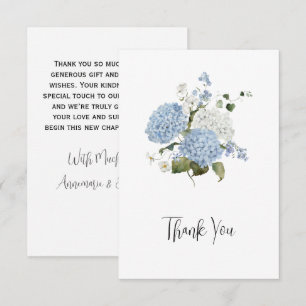 Carte De Remerciements Remerciement de mariage floral aux hortensias bleu