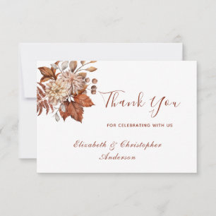 Carte De Remerciements Remerciement de mariage floral beige rouille en te