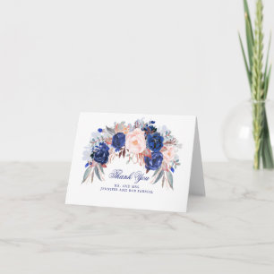 Carte De Remerciements Remerciement de mariage floral bleu marine