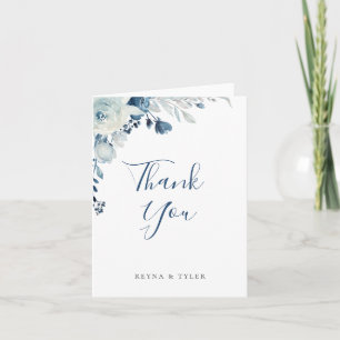 Carte De Remerciements Remerciement de mariage floral bleu poussiéreux