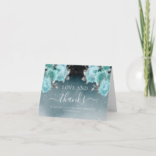 Carte De Remerciements Remerciement de mariage floral bleu poussiéreux
