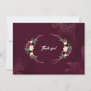 Carte De Remerciements Remerciement de mariage floral géométrique Royal B