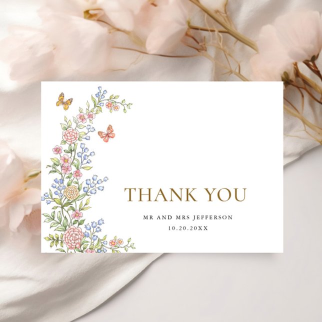 Carte De Remerciements Remerciement de mariage floral rose pastel grâce o (Créateur téléchargé)