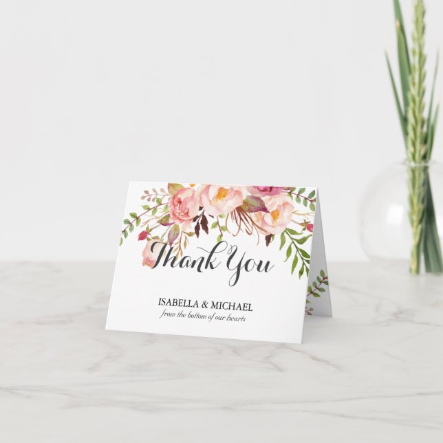 Carte De Remerciements Remerciement de mariage floral rustique (Devant)