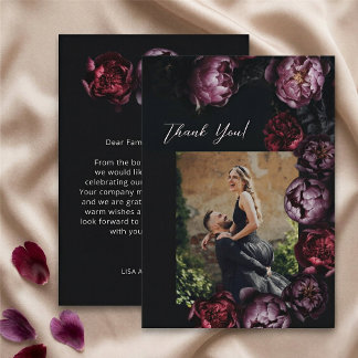 Carte De Remerciements Remerciement de mariage floral sombre et maussade