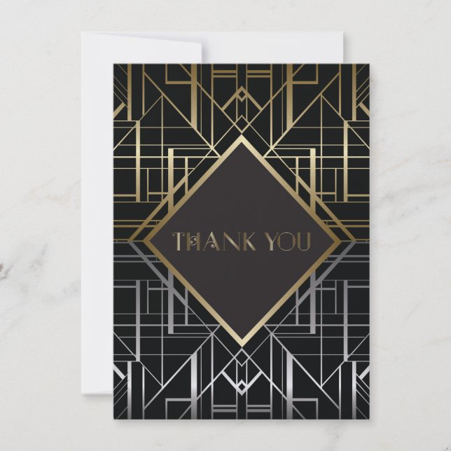Carte De Remerciements Remerciement de mariage Gatsby Déco Classique 2 (Devant)