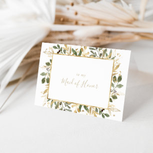 Carte De Remerciements Remerciement de mariage géométrique or verdure