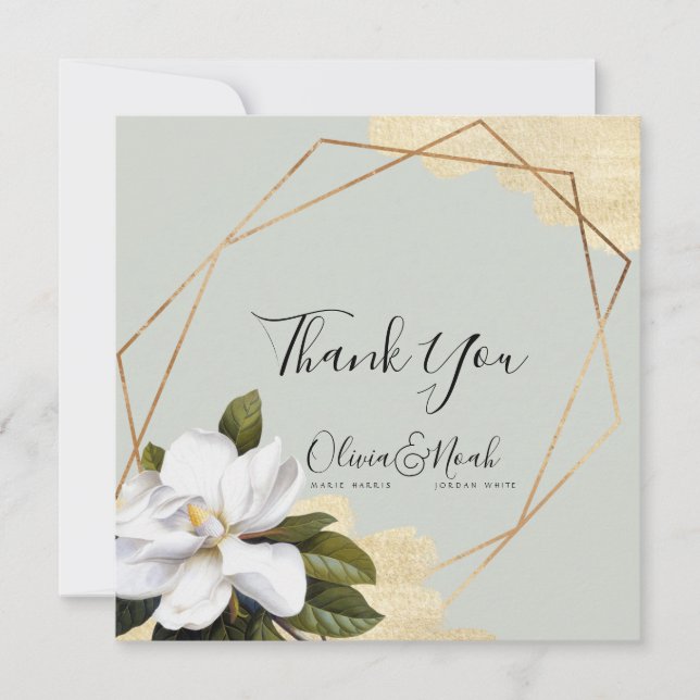 Carte De Remerciements Remerciement de mariage Magnolia Sage (Devant)