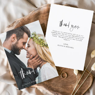 Carte De Remerciements Remerciement de mariage manuscrit Photo Minimalist